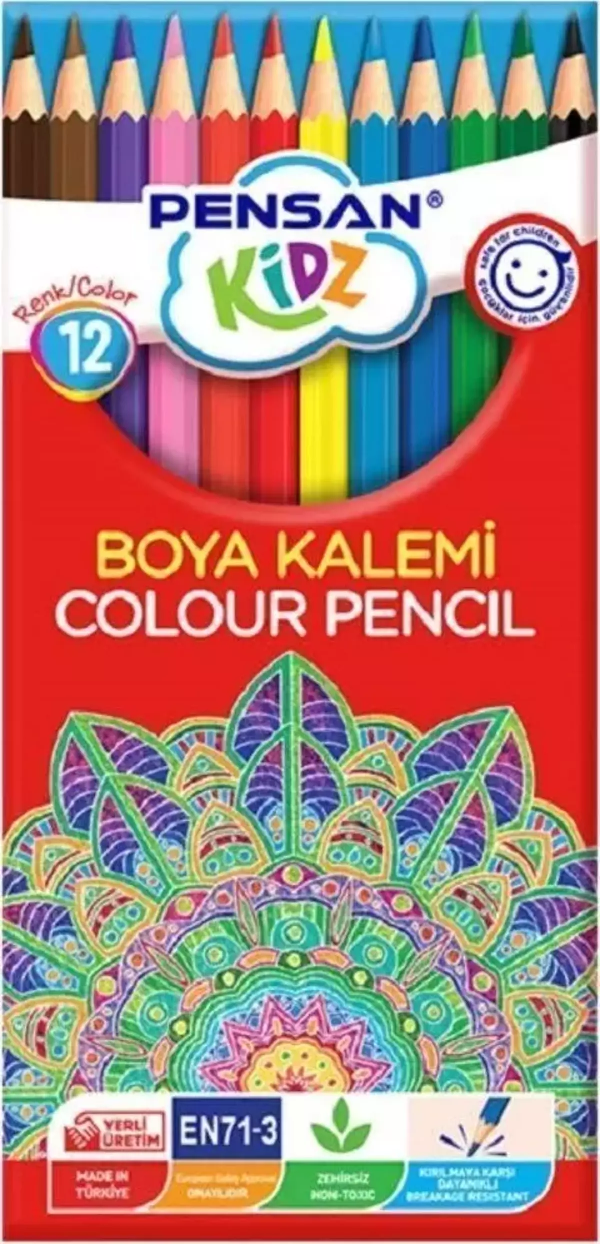 Pensan KIDS KURU BOYA 12 RENK TAM BOY