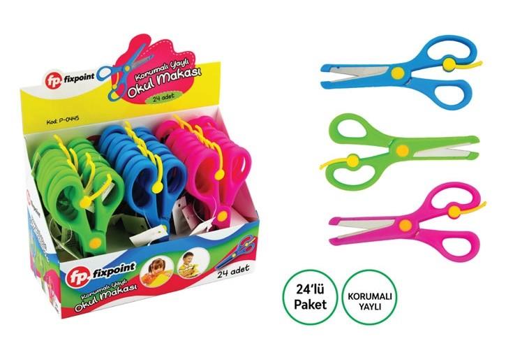 Fixpoint Okul Makası Korumalı Yaylı 24Lü Paket