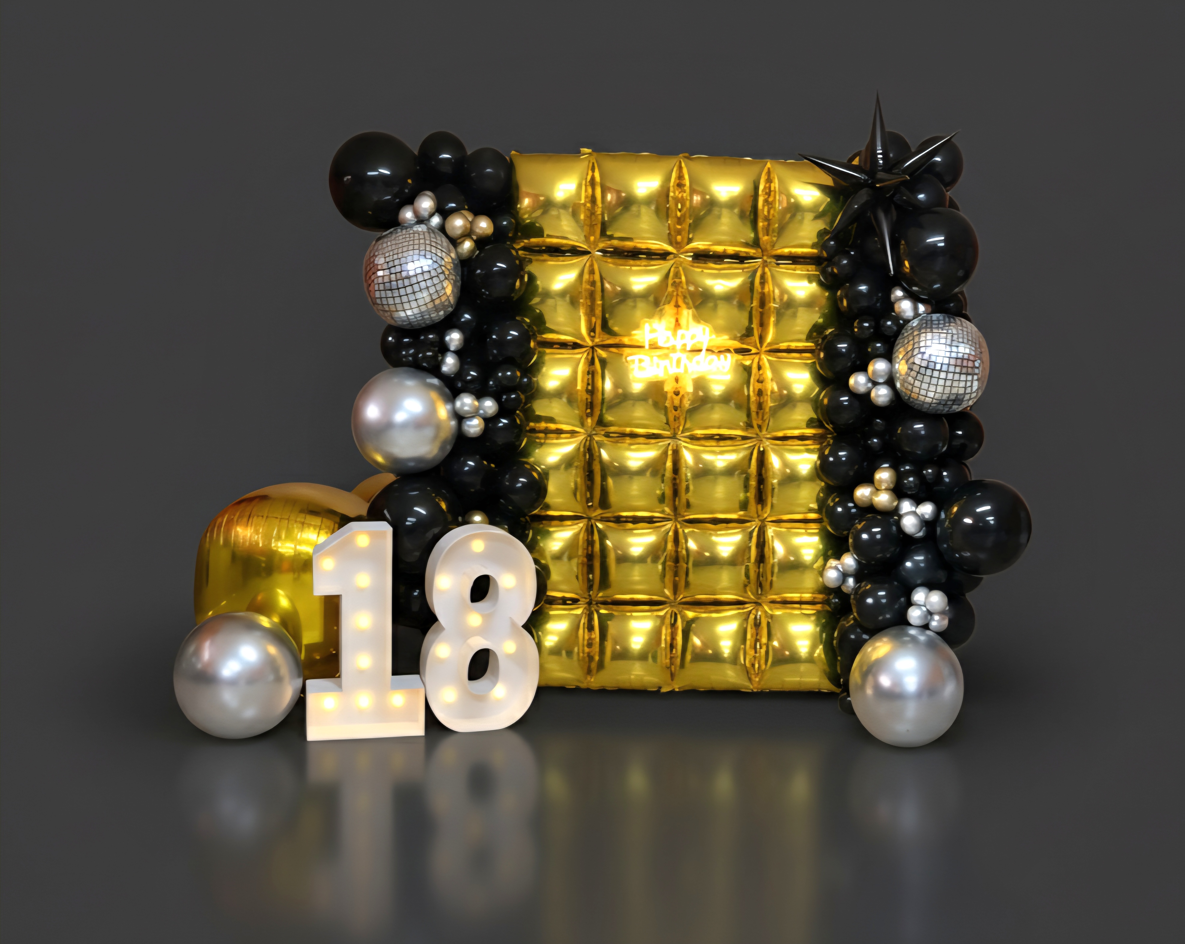 Set Disco Gold — Photocall negro & dorado