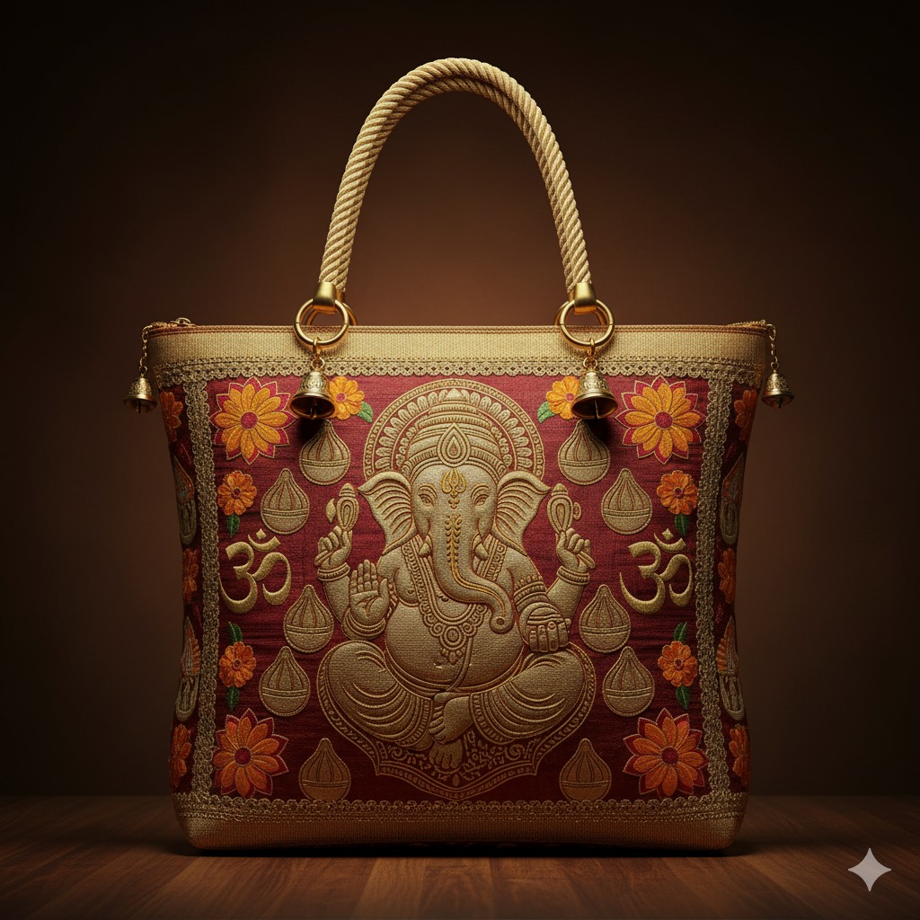 Ganesha Embroidered Tote Bag