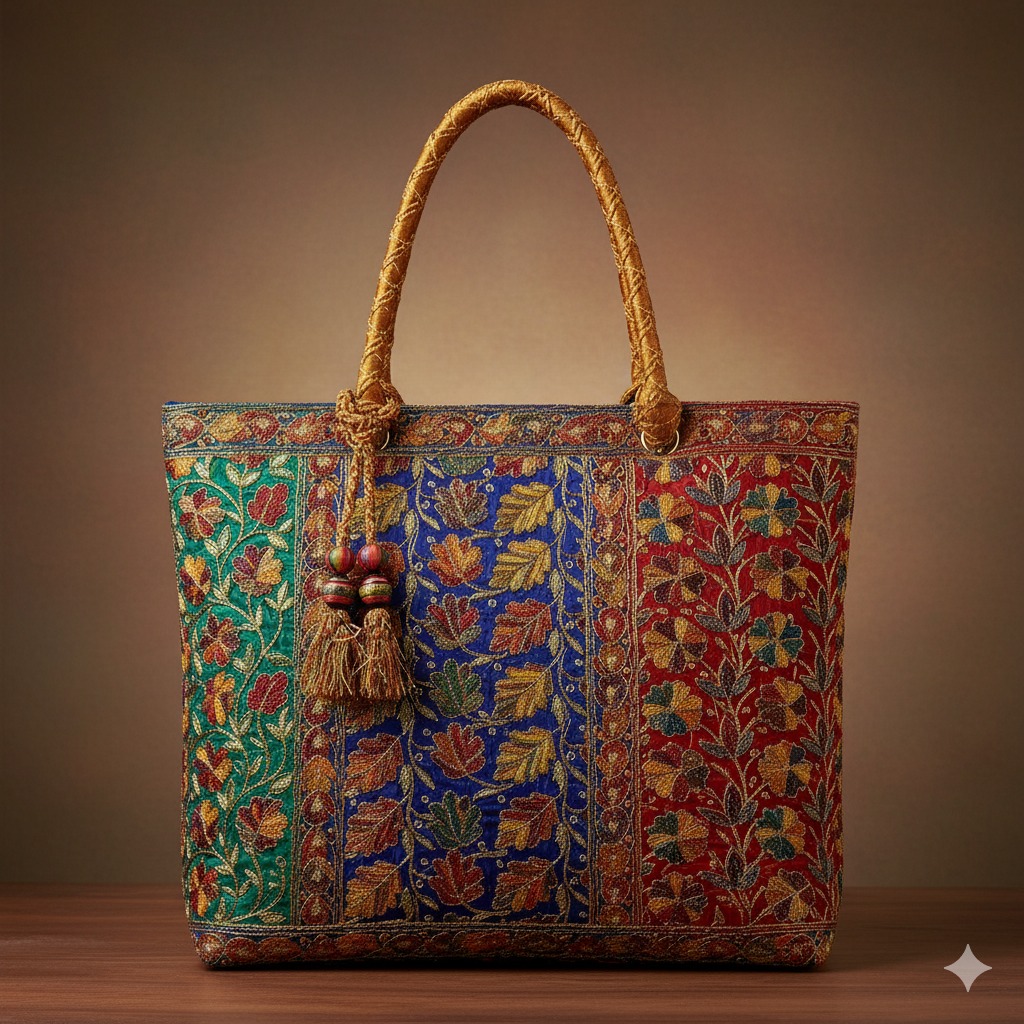 Multicolor Kashmiri Embroidered Tote Bag