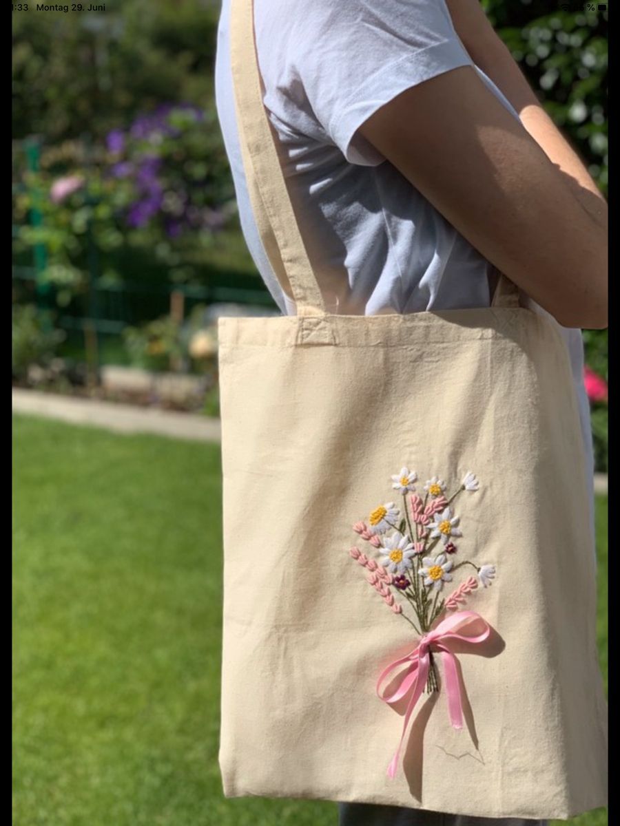 Wildflower Bouquet Embroidered Tote 