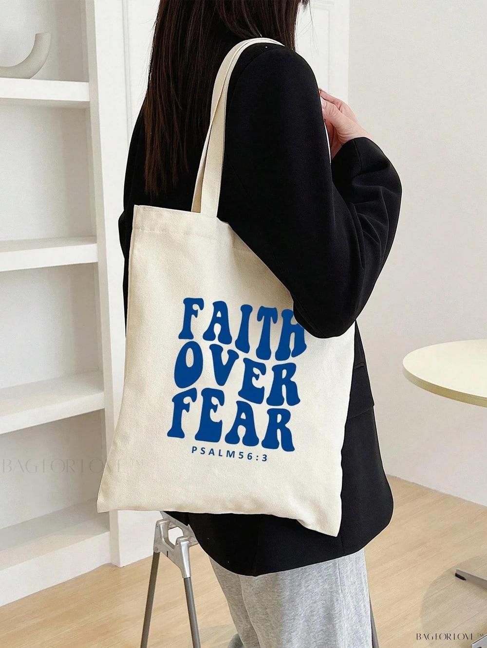Faith Over Fear – Scripture Canvas Tote