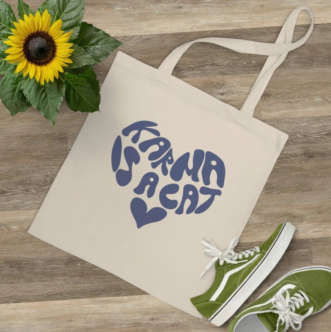 Karma Is a Cat – Fun Statement Canvas Tote
