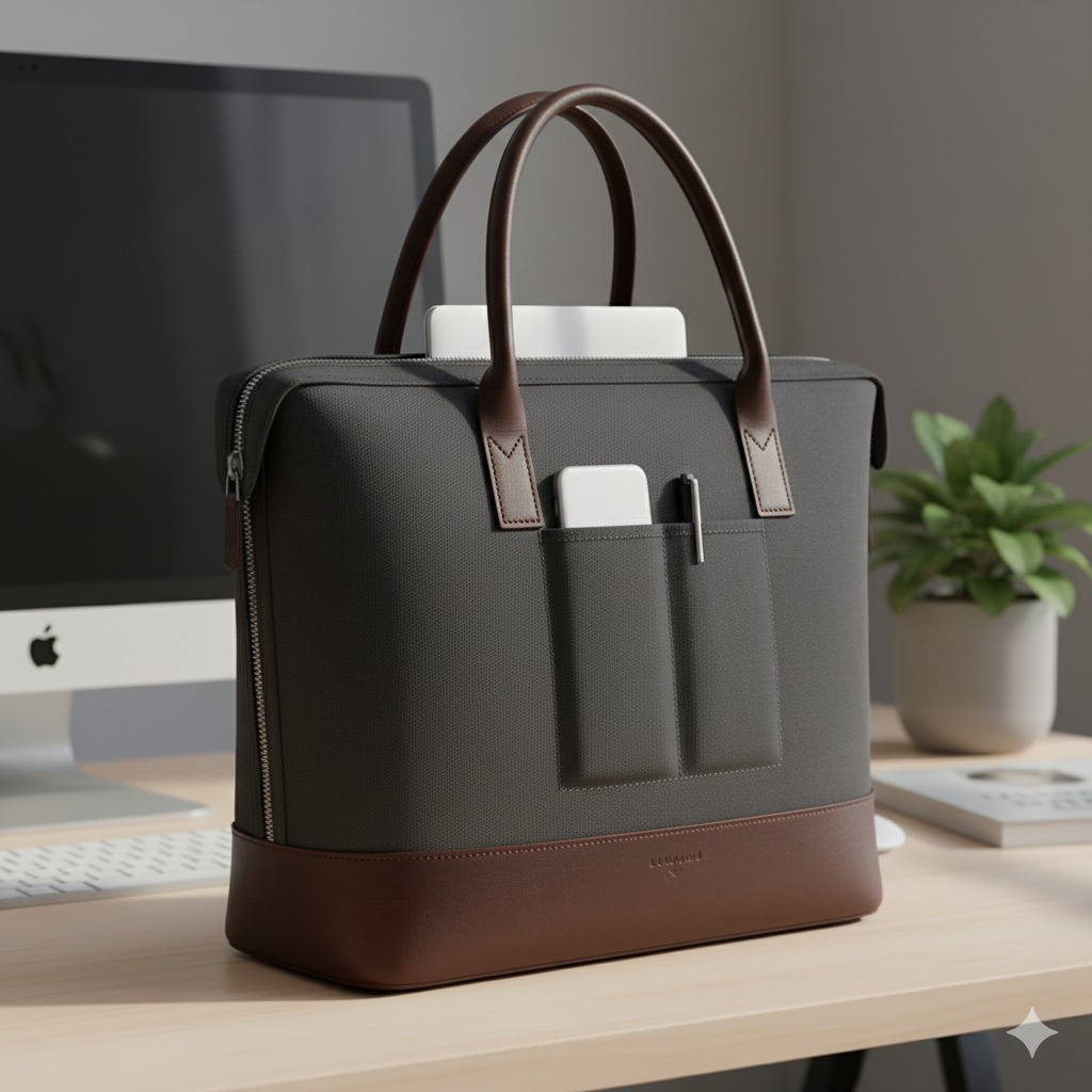 Executive Laptop Tote Bag – Premium Black & Brown