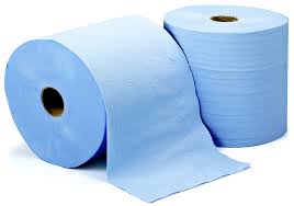 Blue industrial paper rolls