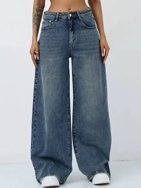 High-Waisted Wide Leg Jeans