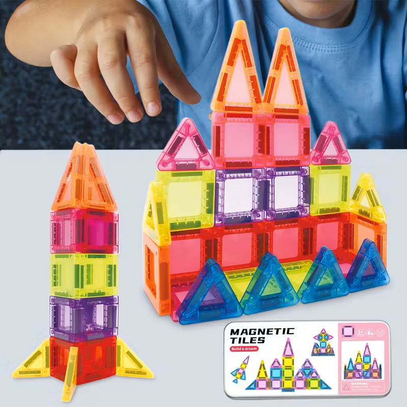 Mini magnetinių plytelių rinkinys su dėžute