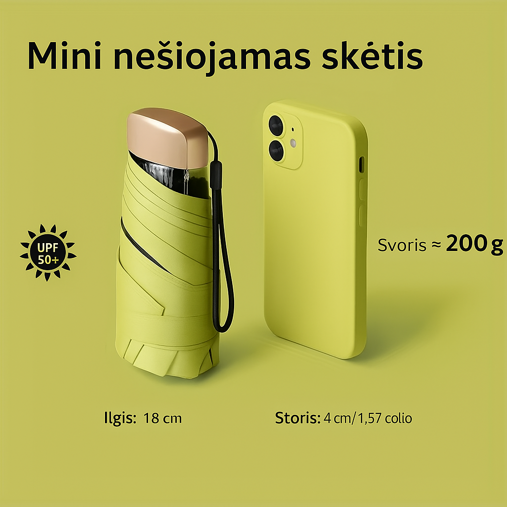 Itin mažas kelioninis skėtis