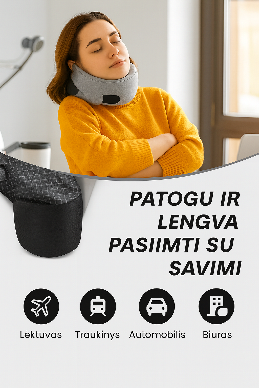 Ergonominė kelioninė kaklo pagalvė