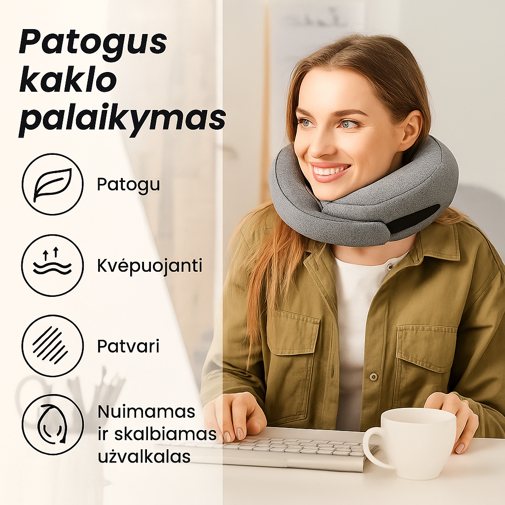 Ergonominė kelioninė kaklo pagalvė
