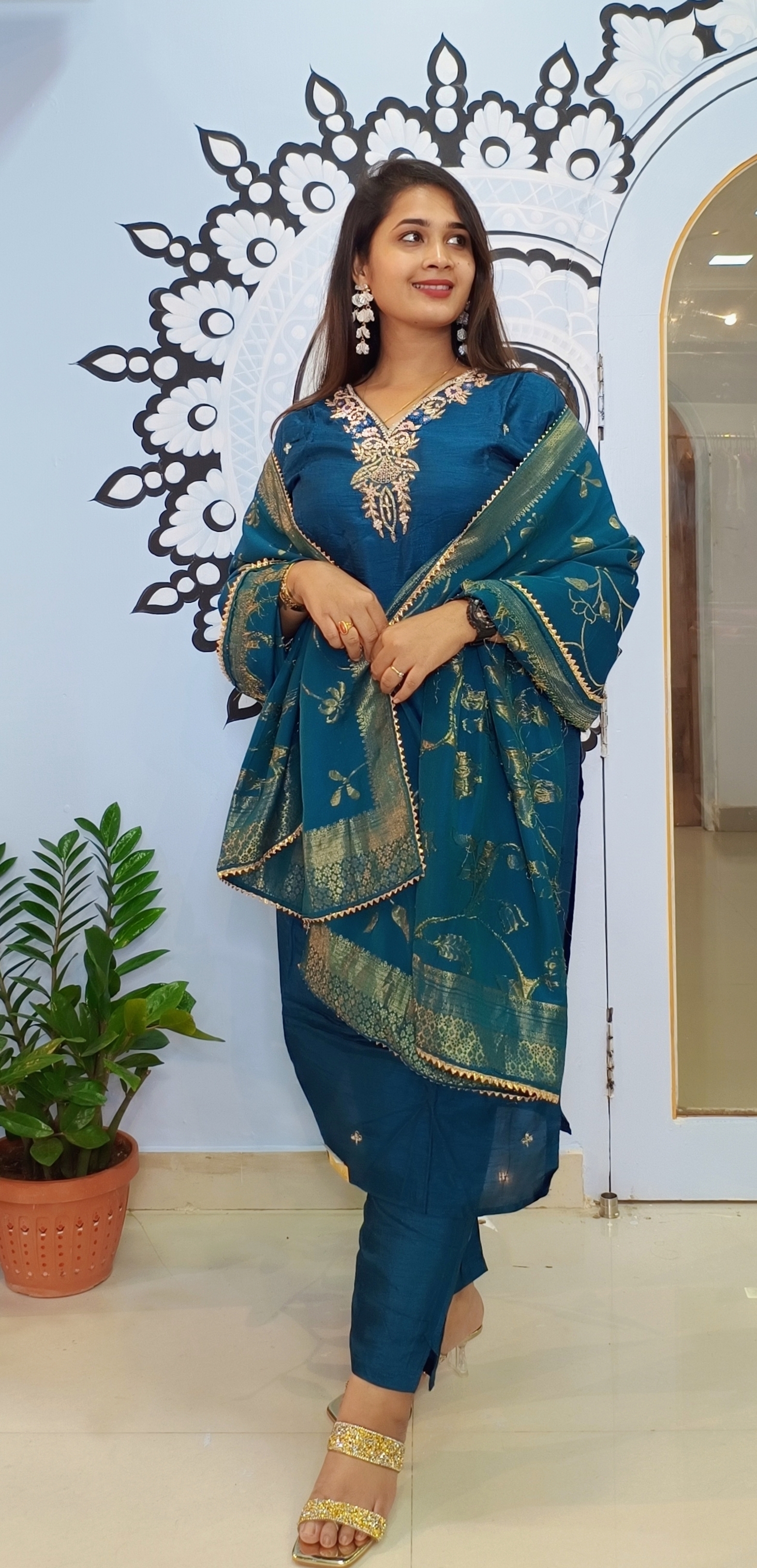 Blue Embroidered Salwar Kameez Set