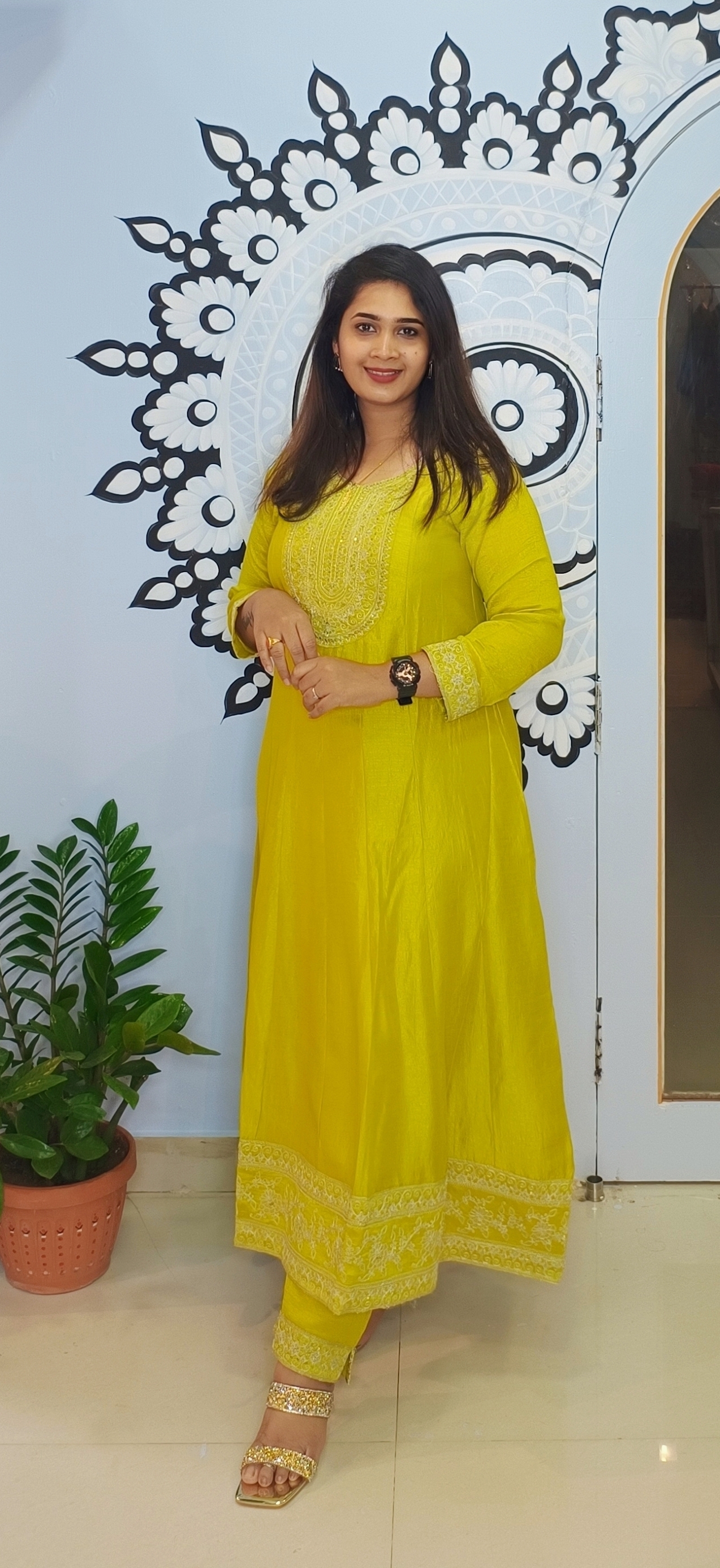 Yellow Embroidered Anarkali Suit