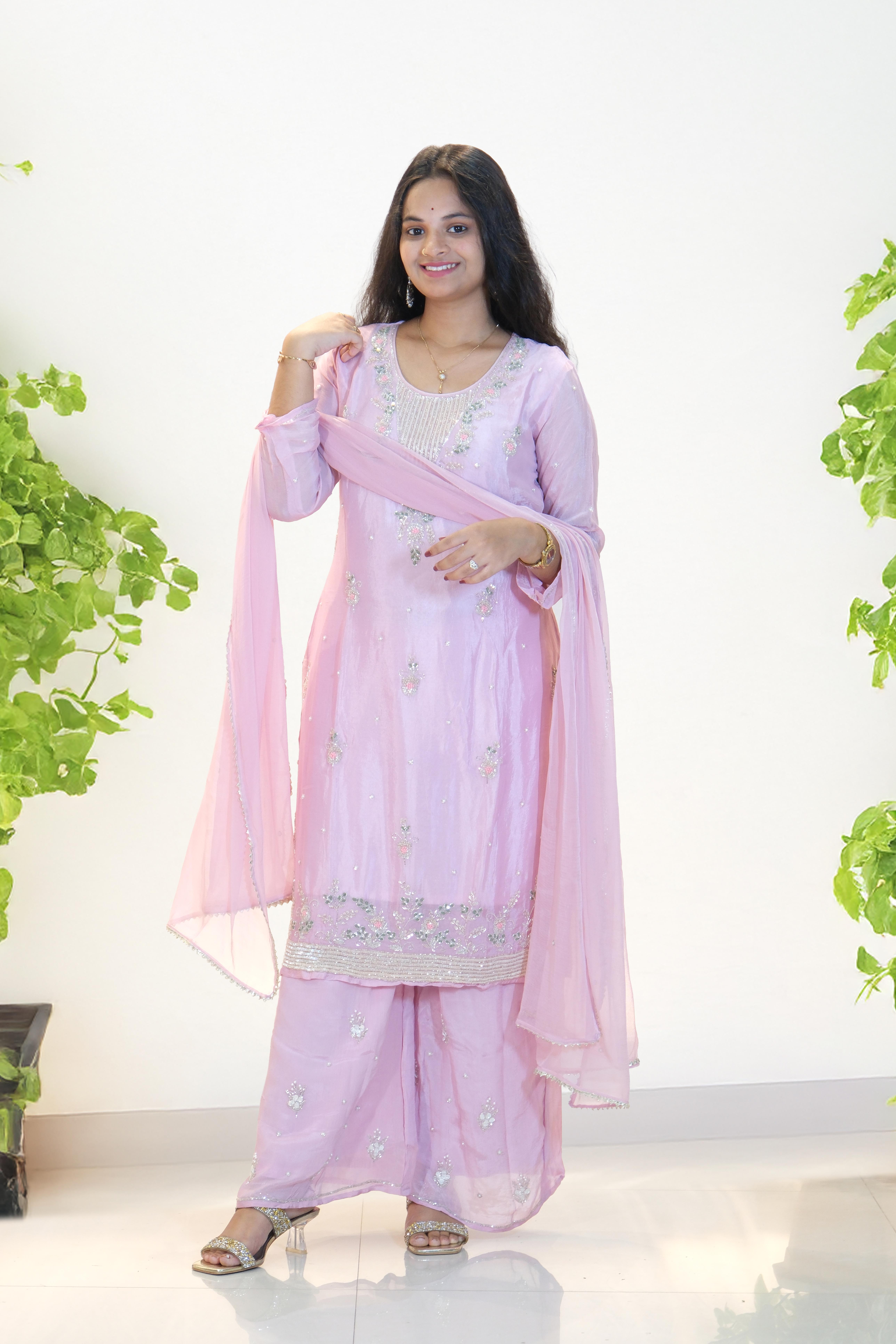 Beautiful Pink Plazzo Suit