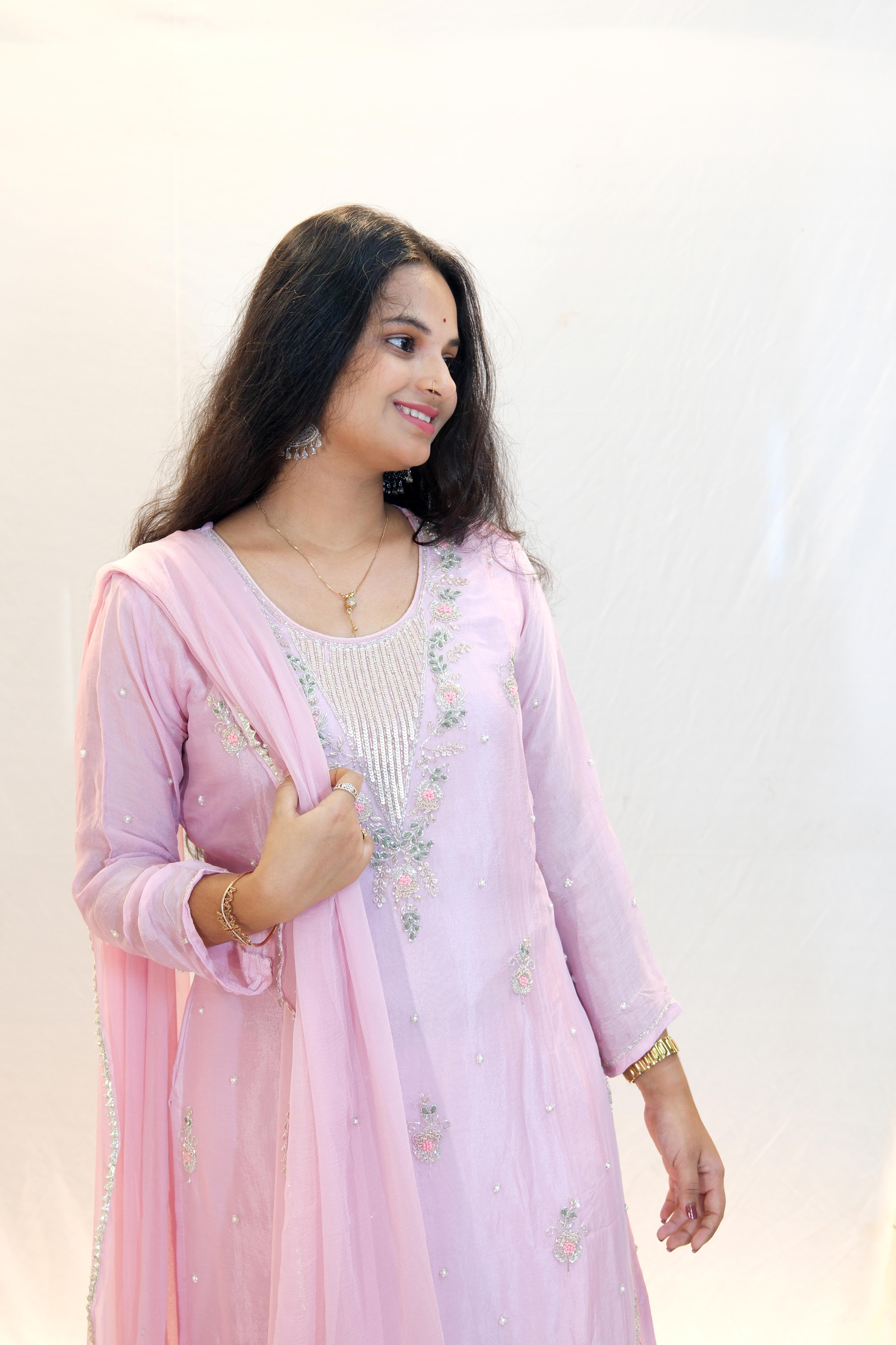 Beautiful Pink Plazzo Suit