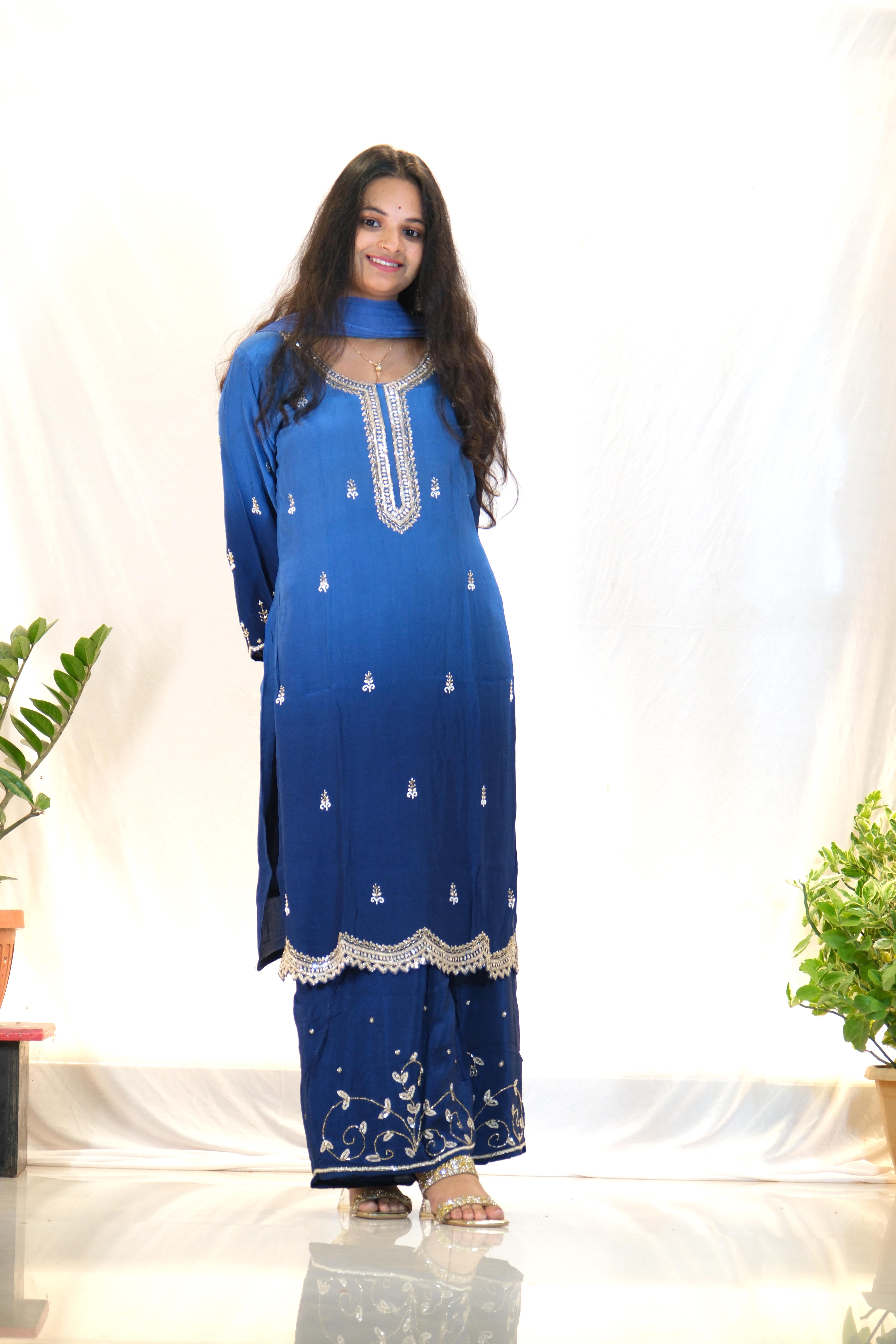 Blue Handwork Plazzo Set