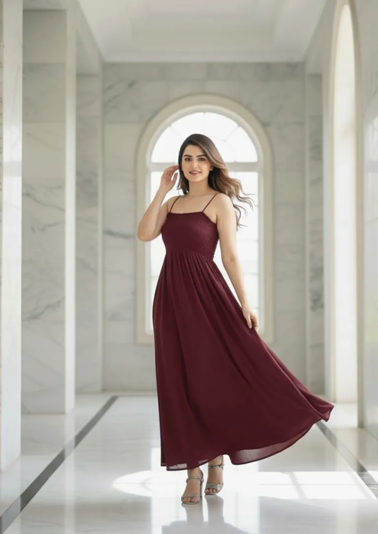 मारून मैक्सी ड्रेस