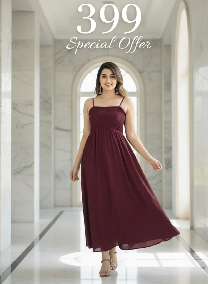 मारून मैक्सी ड्रेस