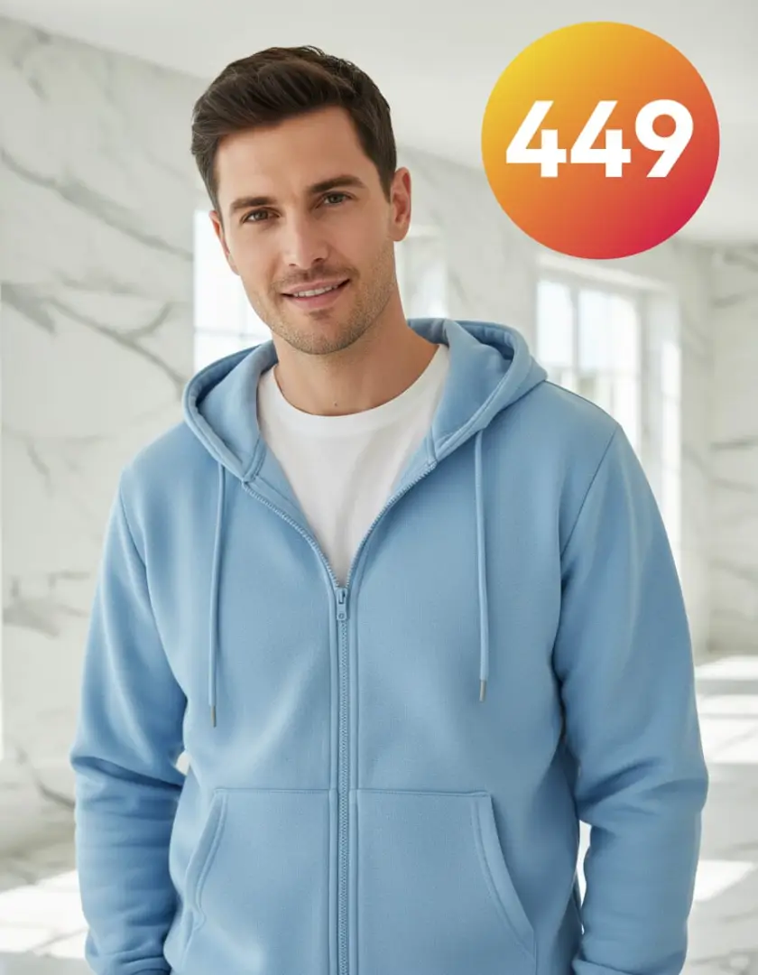 Light Blue Zip-up Hoodie