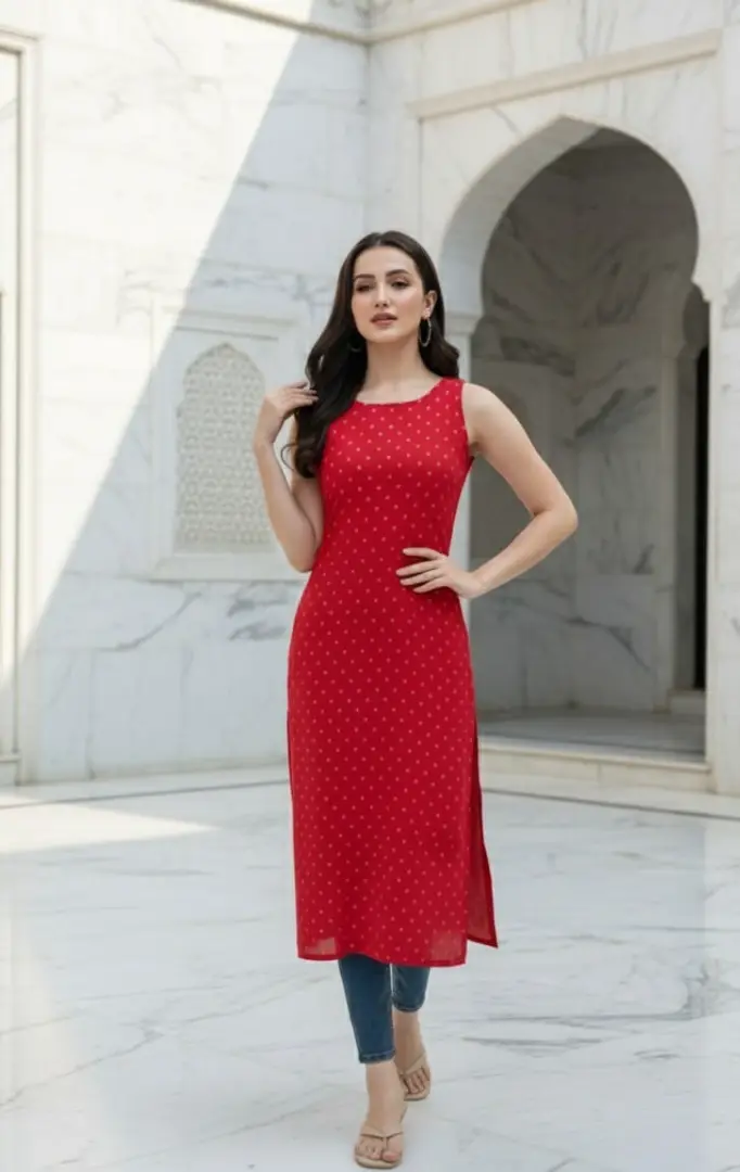 Red Sleeveless Kurti