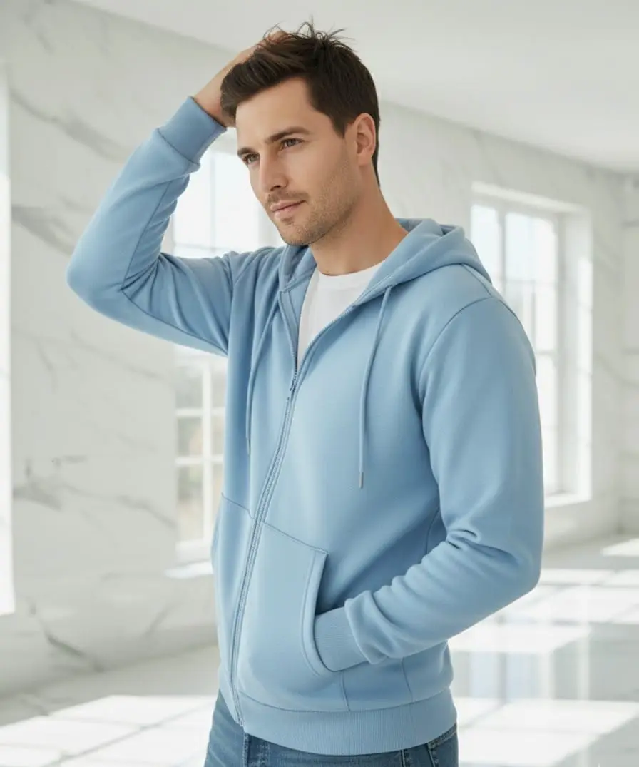 Light Blue Zip-up Hoodie