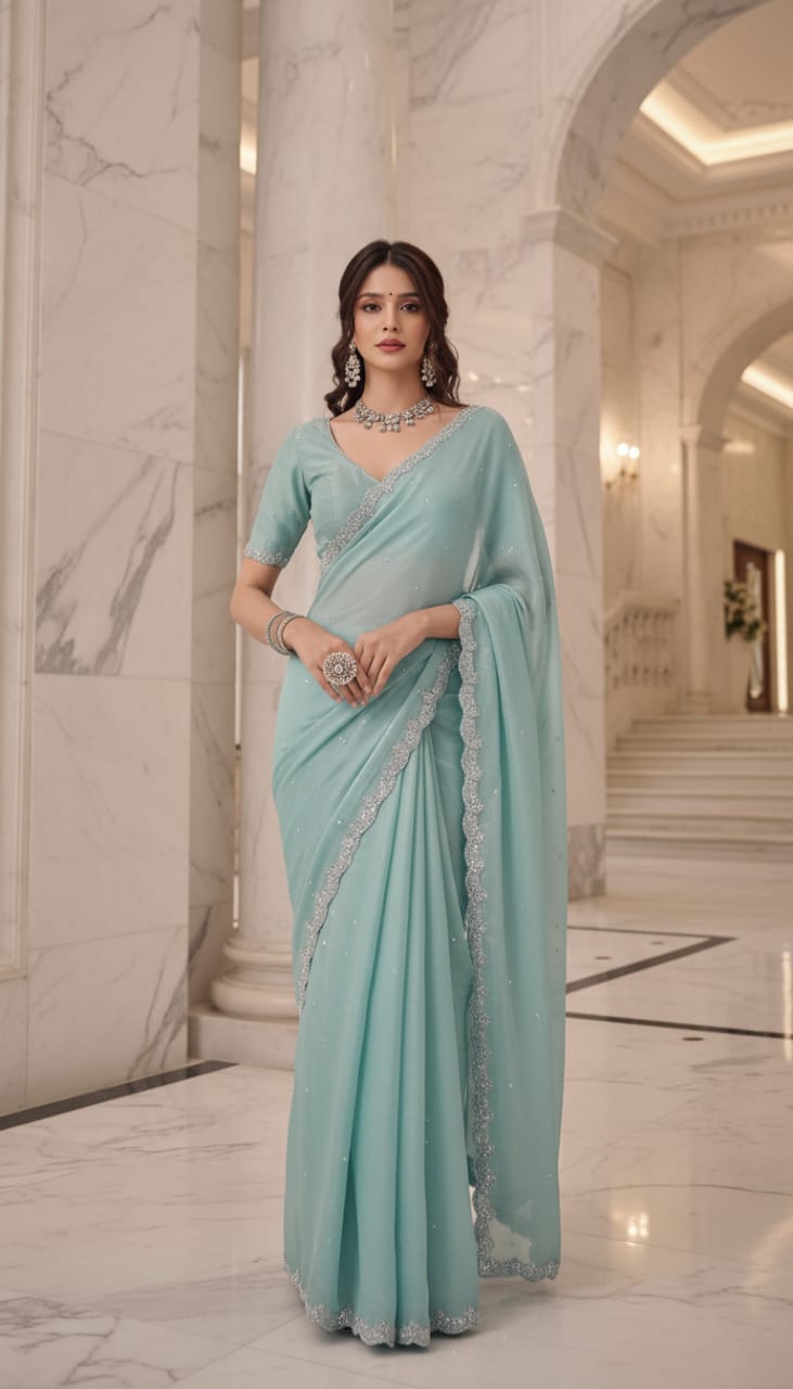 Elegant Light Blue Saree