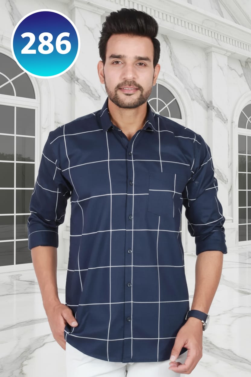 Men's Navy Checkered Shirt