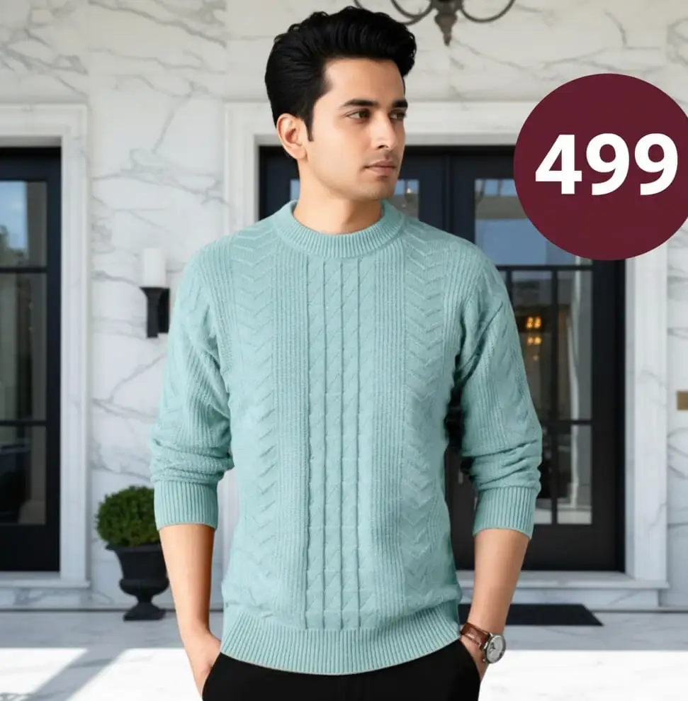 Mint Green Cable Knit Sweater