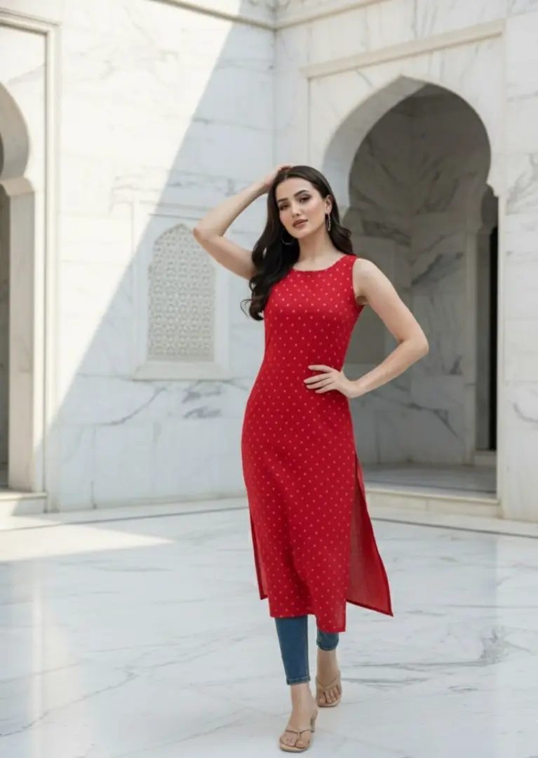 Red Sleeveless Kurti