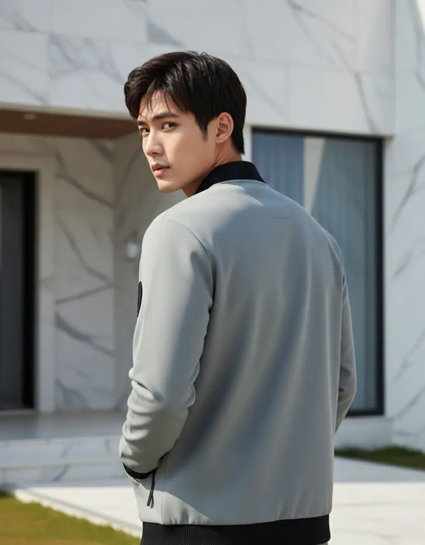 Men's Light Grey Bomber Jacket