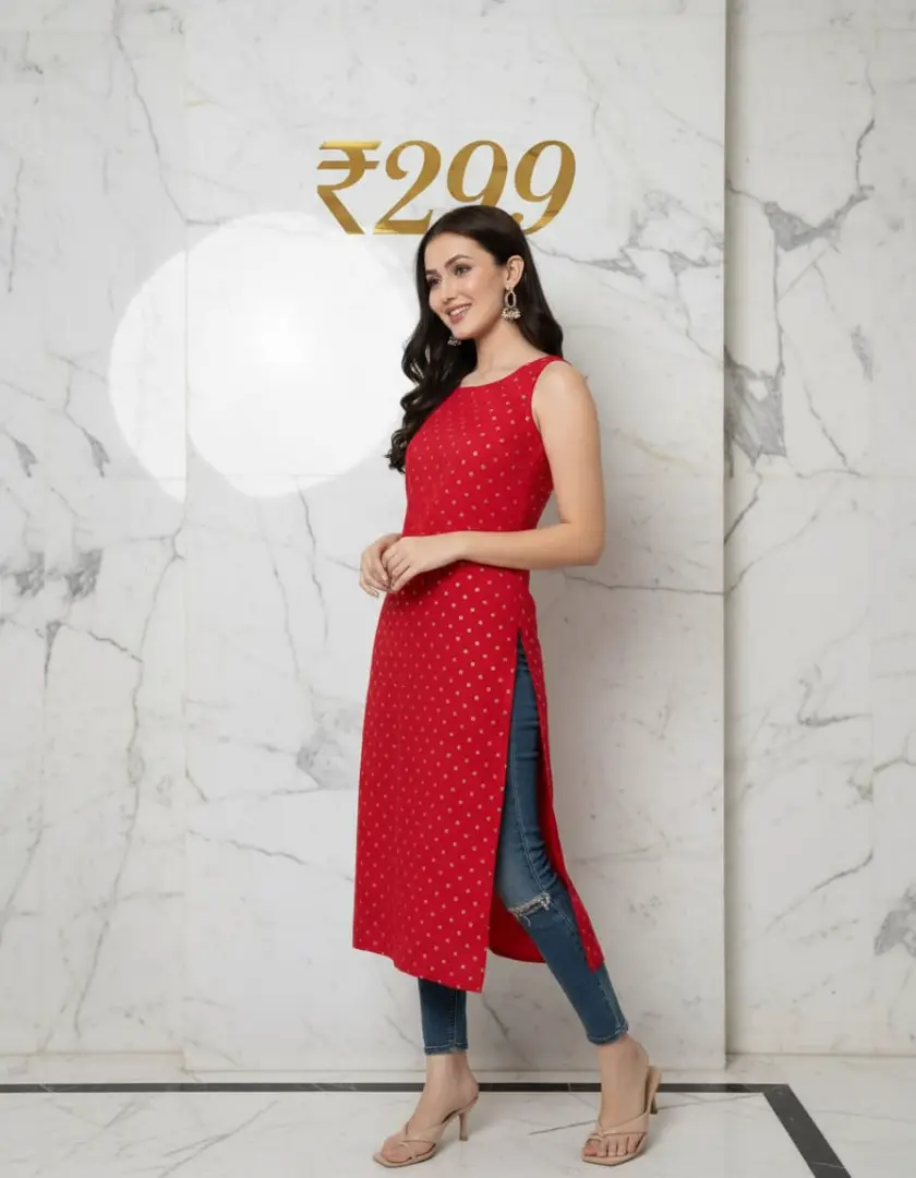 Red Sleeveless Kurti