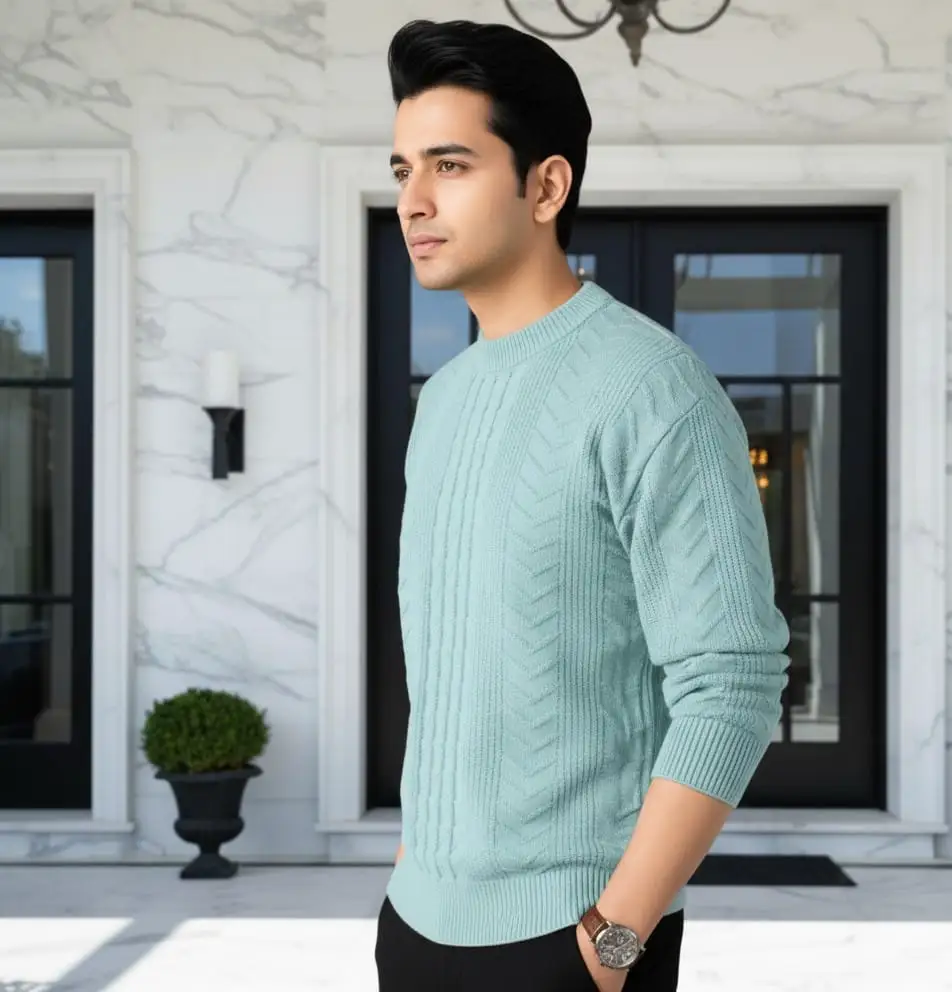 Mint Green Cable Knit Sweater