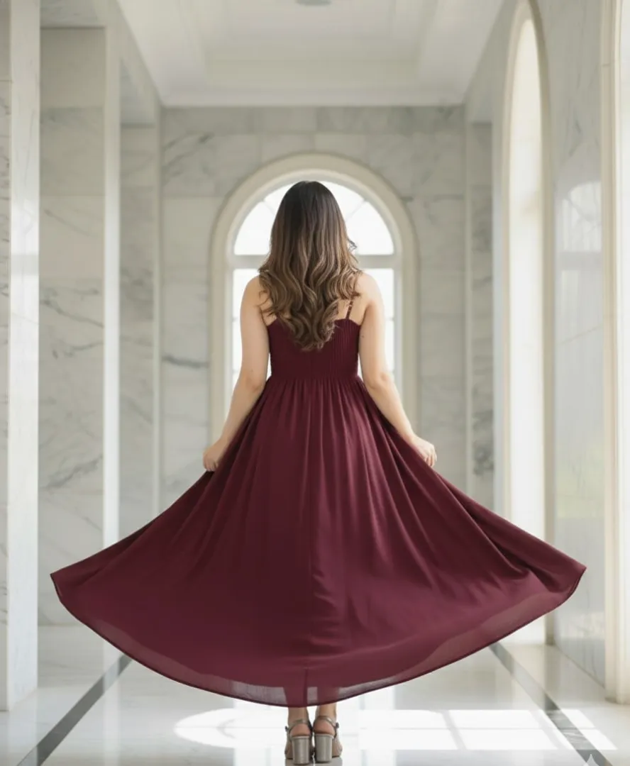 मारून मैक्सी ड्रेस