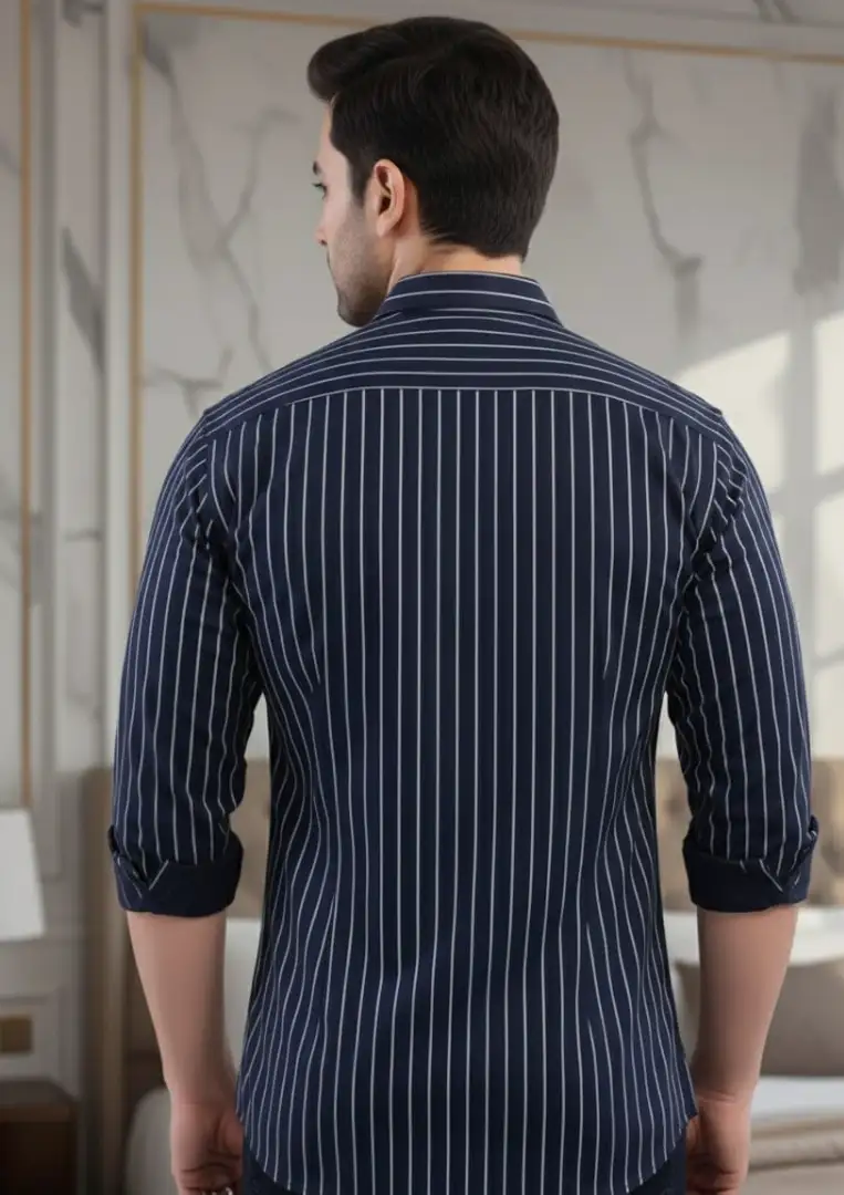 Men's Navy Blue Striped Shirt