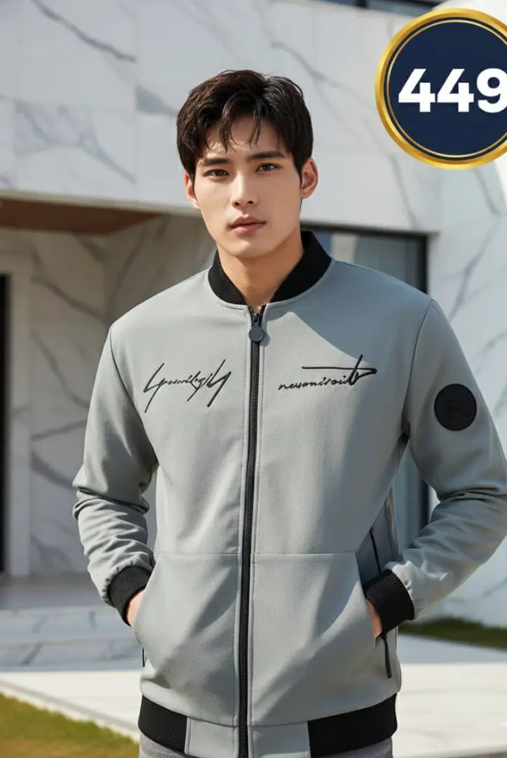 Men's Light Grey Bomber Jacket