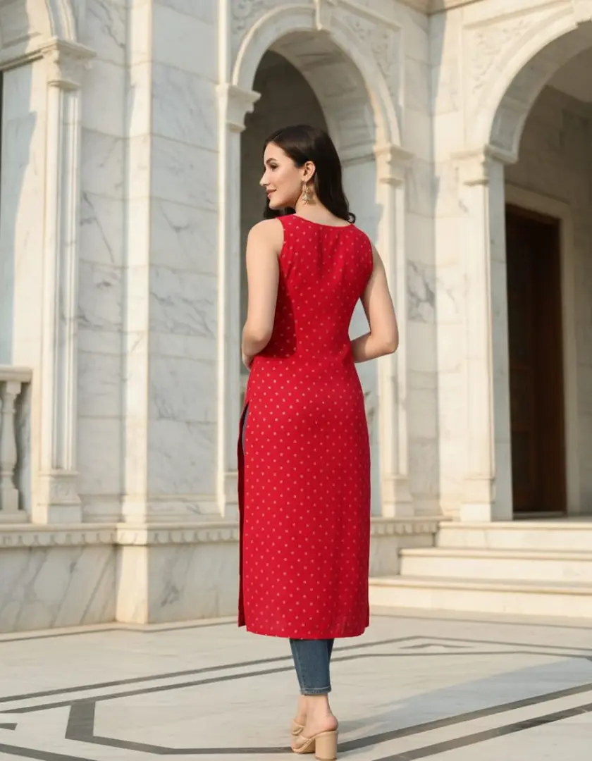 Red Sleeveless Kurti