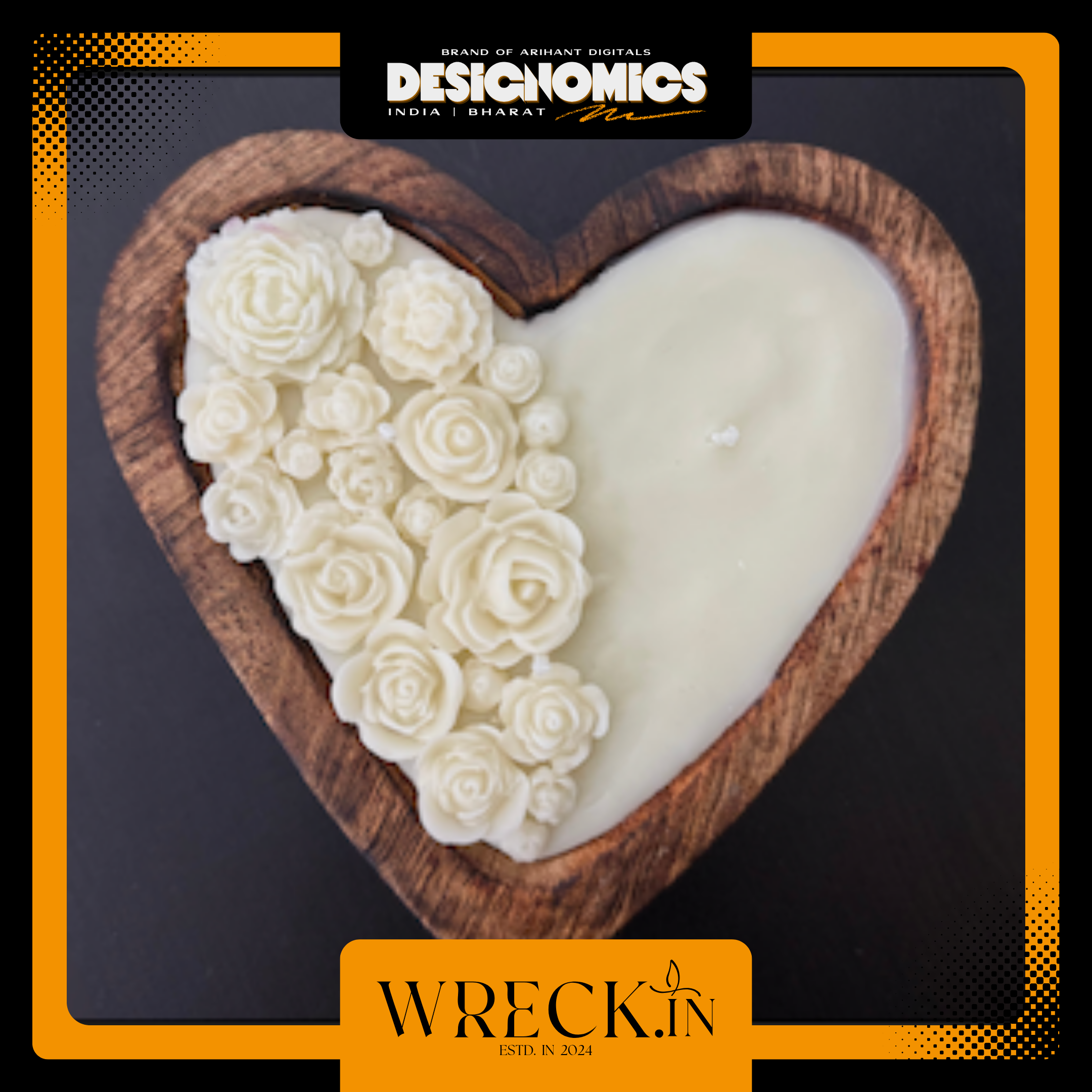 Handcrafted Floral Scented Heart Candle