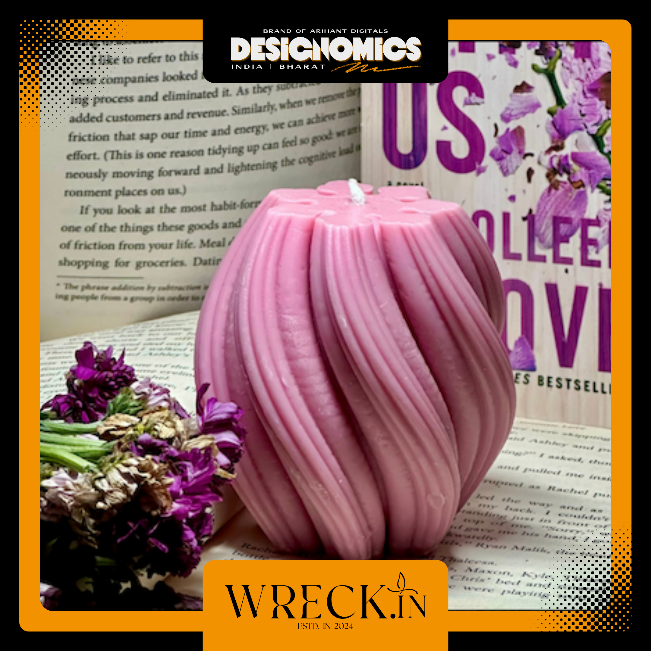 Handcrafted Twisted Pink Candle