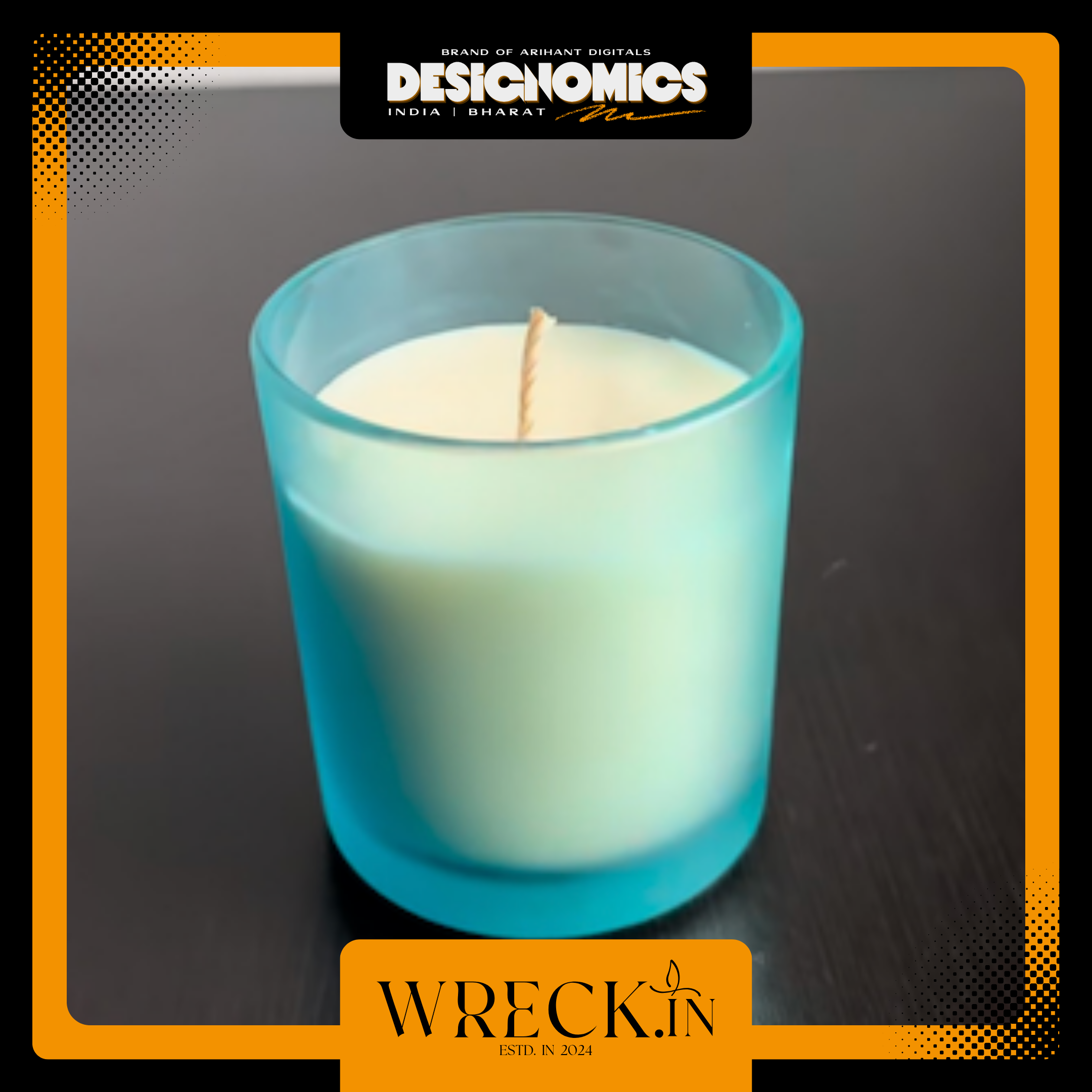 Scented Candle in Blue Frosted Glass