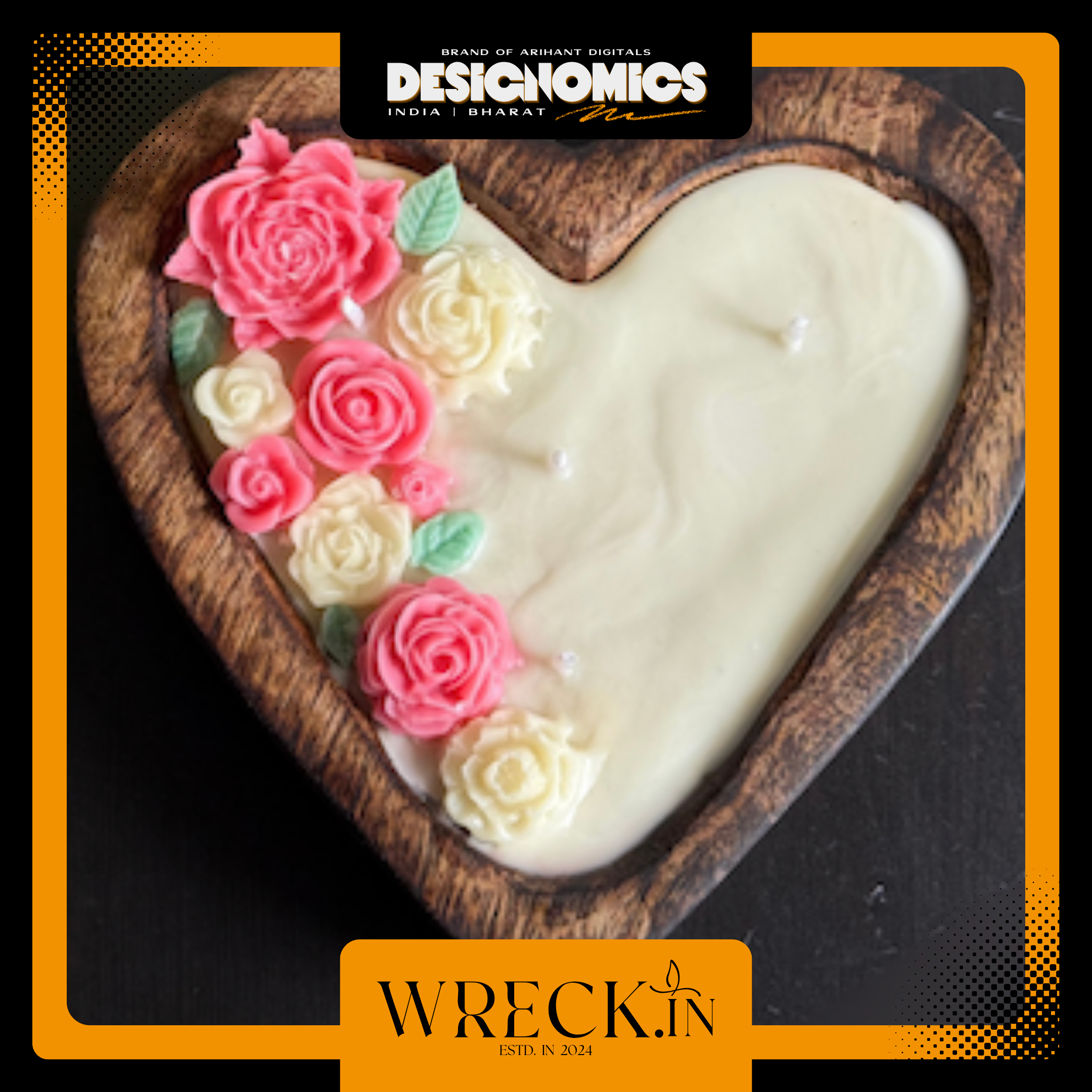 Handcrafted Floral Scented Heart Candle