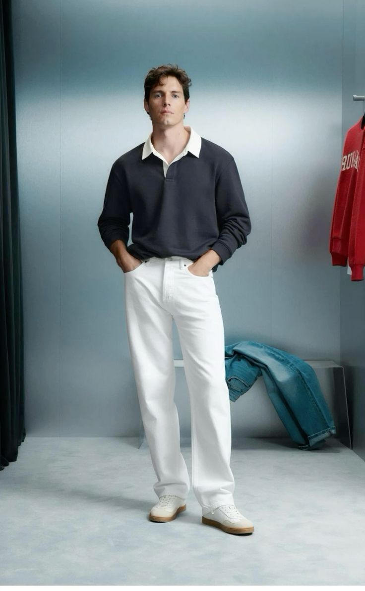 White Straight-Leg Jeans