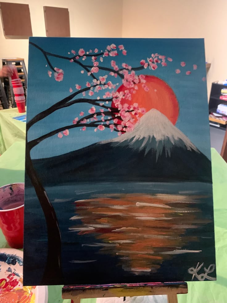 Mount Fuji Sunset Painting