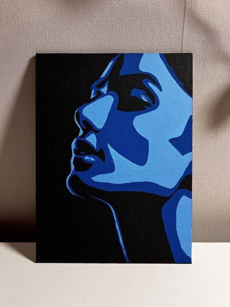 Modern Blue Portrait Painting