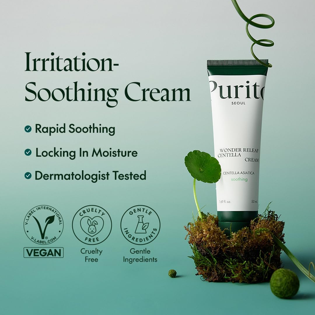 PURITO Centella Unscented Cream, Korean Centella, for All Skin Types, Soothing, Facial Cream for Face