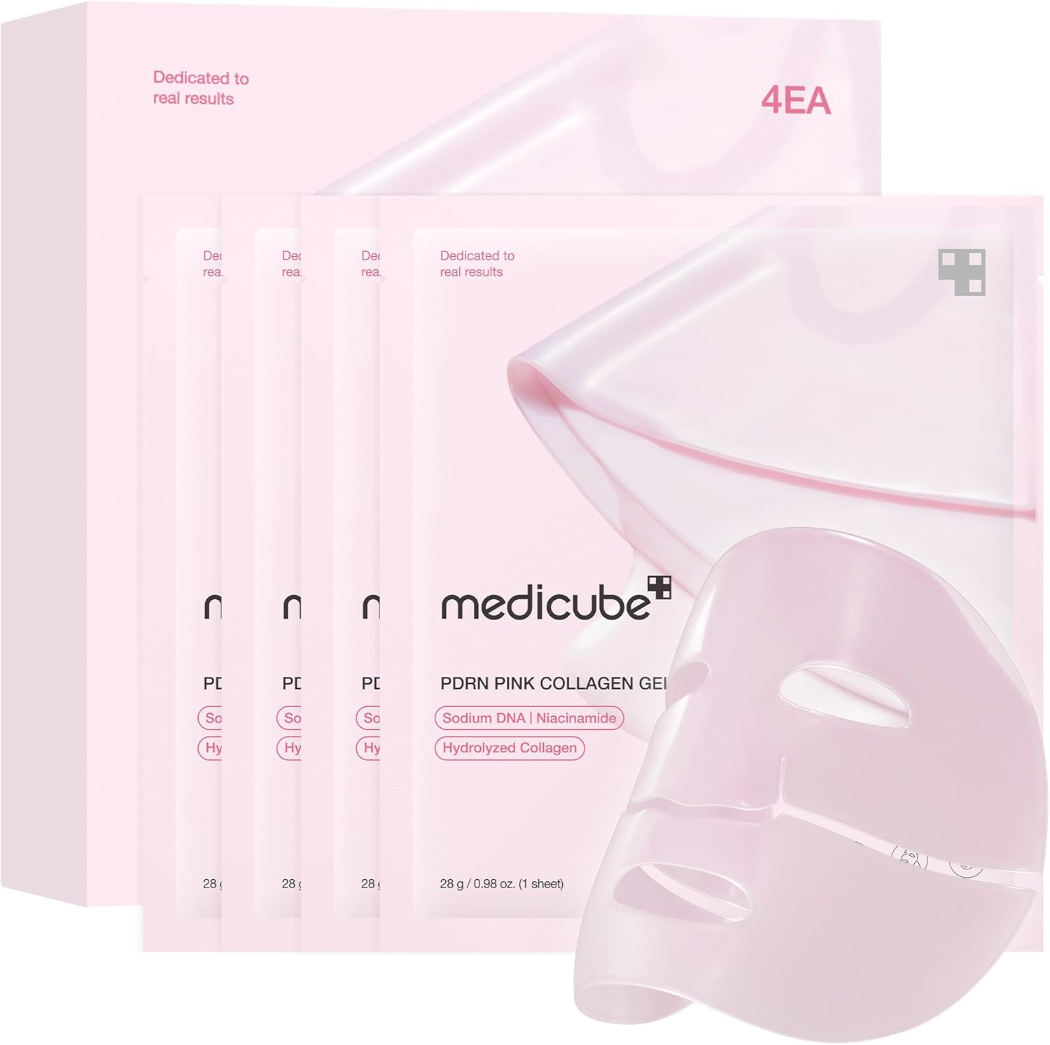 Medicube Salmon DNA PDRN Pink Collagen Jelly Gel Mask | Overnight Face Mask for Glass Glow Skin -4EA