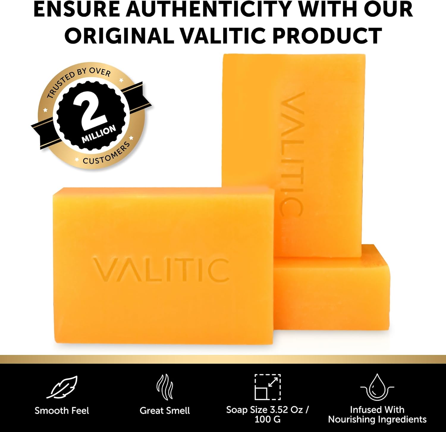 VALITIC Kojic Acid Soap with Vitamin C, Retinol, Glutathione, and Collagen - 2 Pack