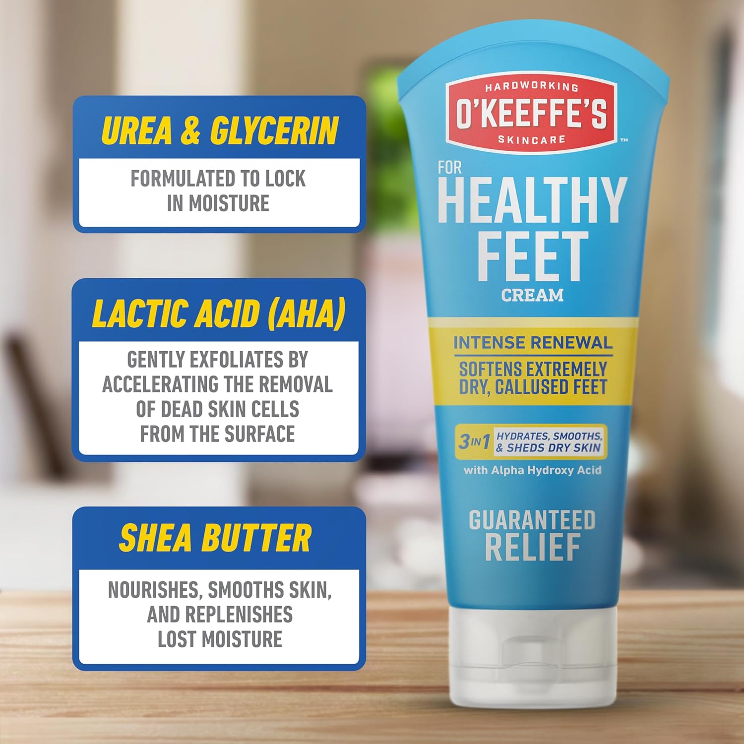 O'Keeffe's Healthy Feet Exfoliating, Moisturizing Foot Cream, 48 Hours of Hydration, 85g/3oz