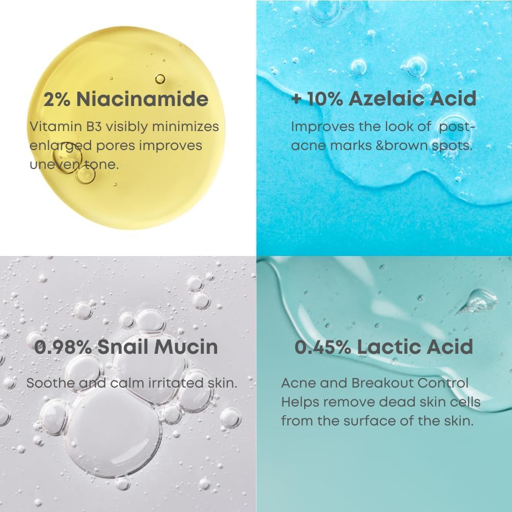 Nineless Azelaic Acid A-Control 10% Serum for Unisex, Oily, Combination