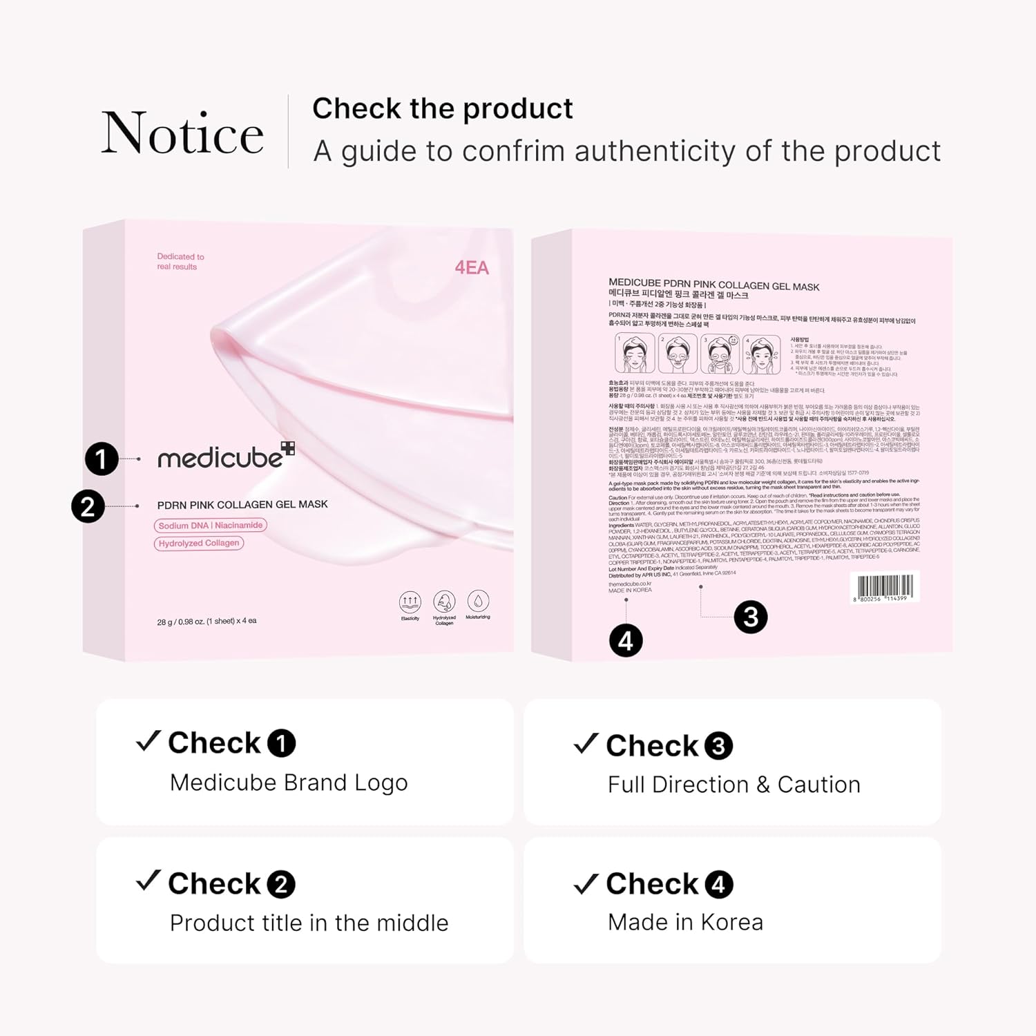 Medicube Salmon DNA PDRN Pink Collagen Jelly Gel Mask | Overnight Face Mask for Glass Glow Skin -4EA