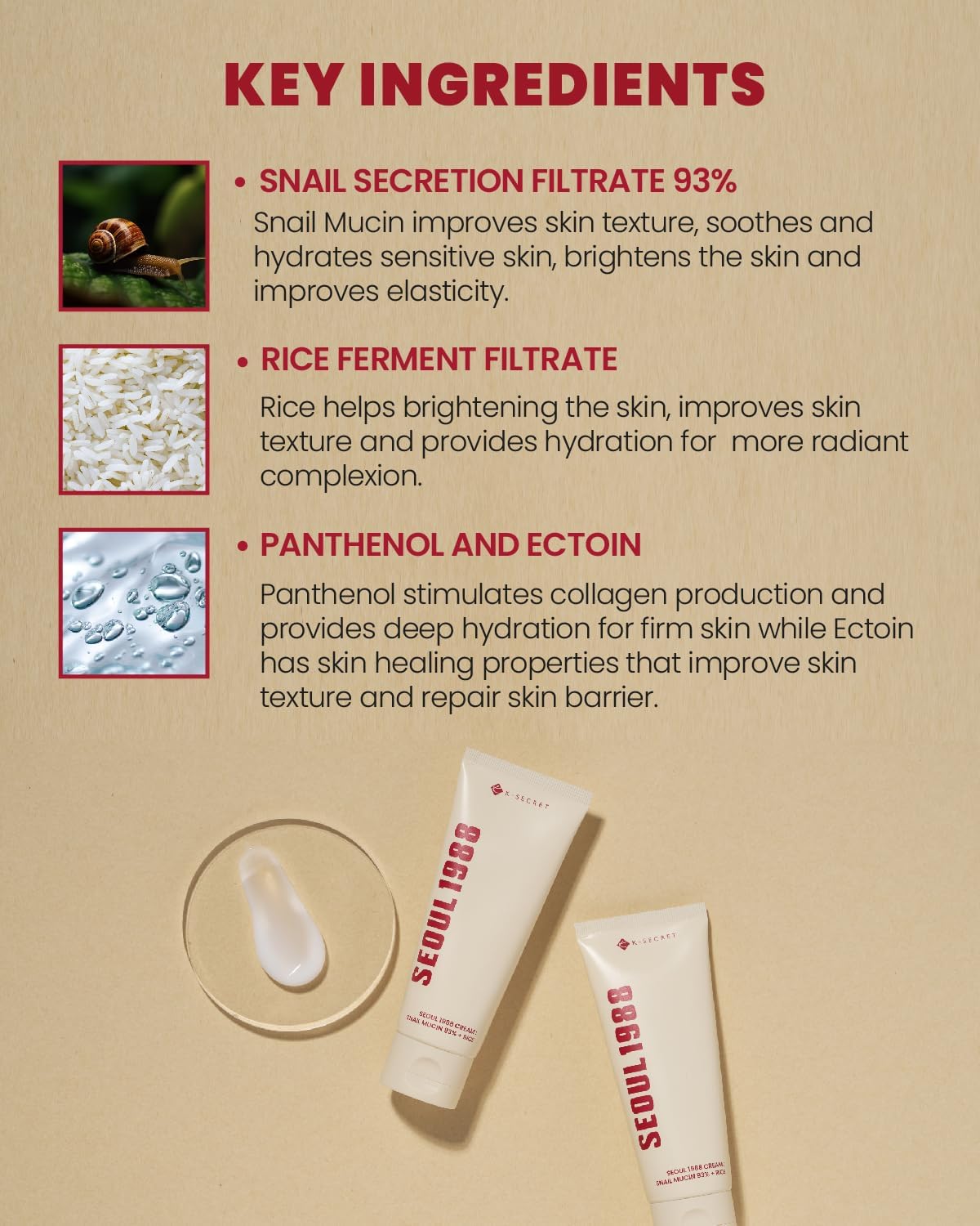KSECRET Secret Seoul Snail & Rice 93% Extract Cream 100ml